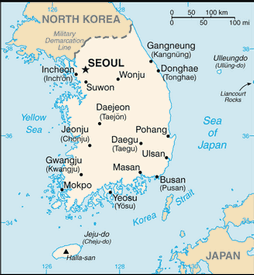 Carte de la Corée du Sud