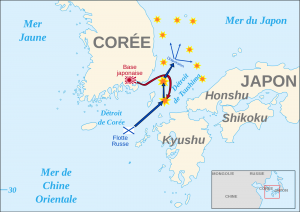 Carte de la Bataille de Tsushima (27 et 28 mai 1905)